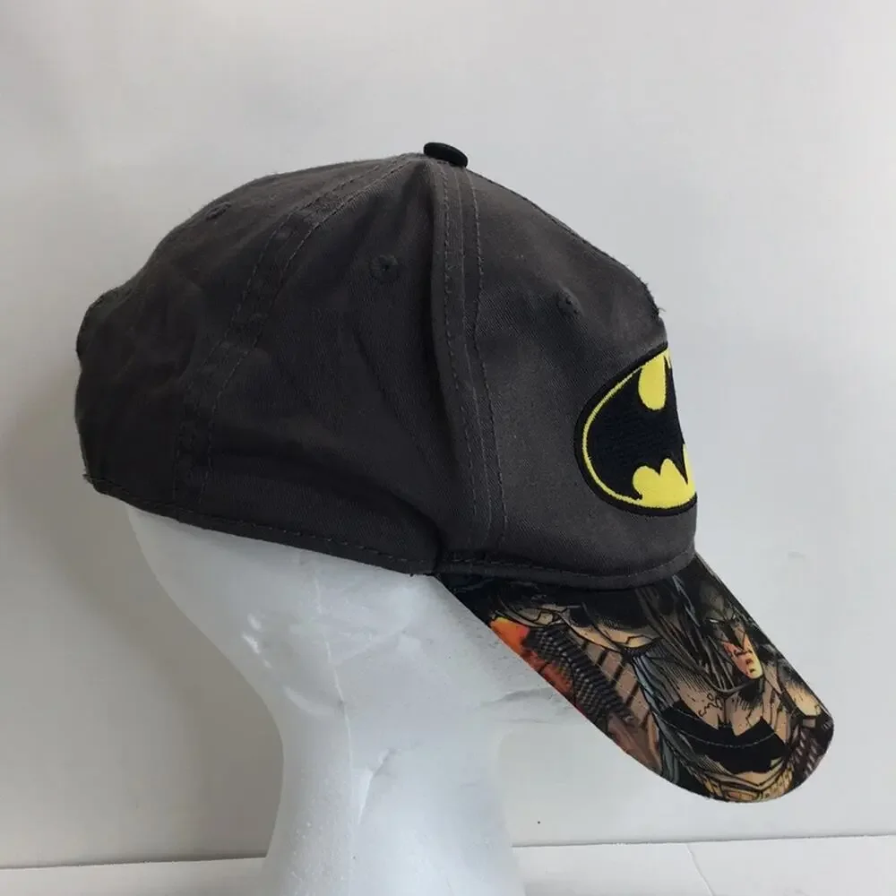 Batman DC Comics Youth Size Snapback Hat Cap‎ Dark Gray w/Graphic & Bat Patch